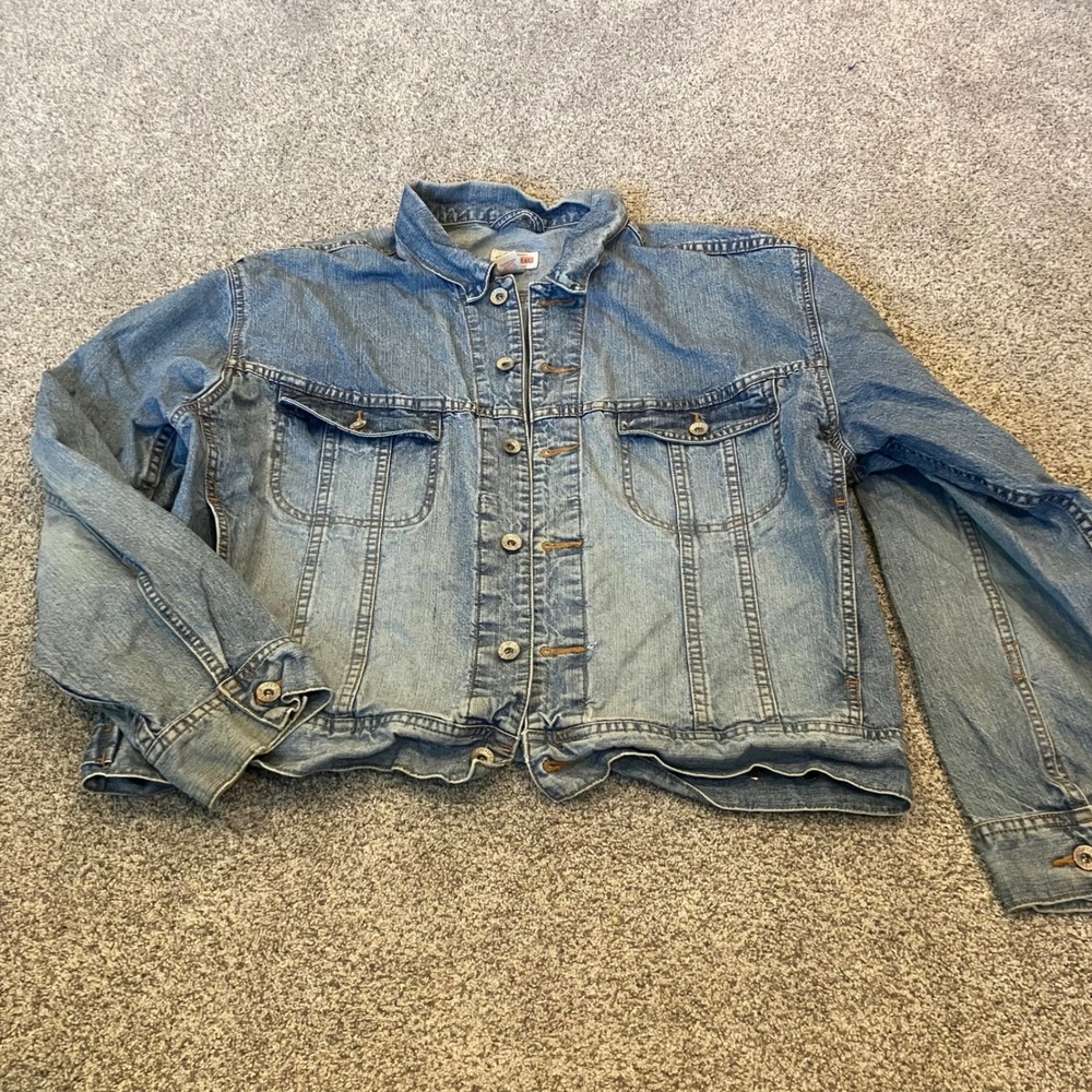 Vintage 90's Gap Blue Jeans Mens XL Denim Trucker Jacket Light Wash 100% Cotton